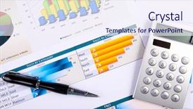  Presentation with graphing paper - Audience pleasing PPT layouts consisting of financial paper charts and graphs backdrop and a sky blue colored foreground
