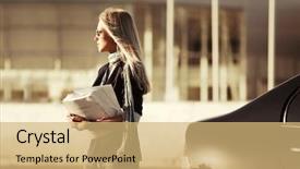  Presentation with car business - PPT theme having financial papers at the car background and a  colored foreground