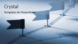  Presentation with blue financial - Presentation theme enhanced with financial performance - pins on sketched red arrow background and a light blue colored foreground