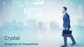  Presentation with walking - Amazing slide deck having financial performance company - handsome businessman walking in suit backdrop and a  colored foreground