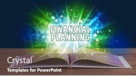  Presentation with financial planning - Slides having financial-planning-inscription-coming-out background and a tawny brown colored foreground