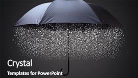  Presentation with umbrella protection - Slide set featuring financial problems challenge or insurance background and a dark gray colored foreground