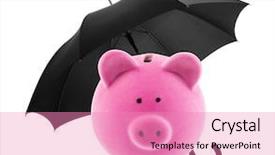  Presentation with umbrella protection - PPT layouts enhanced with financial protection piggy bank background and a coral colored foreground