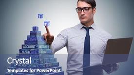 Presentation with pyramid - Amazing PPT layouts having financial pyramid - businessman in ponzi scheme concept backdrop and a ocean colored foreground