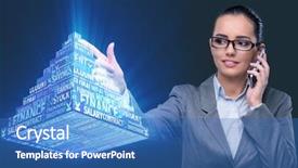  Presentation with pyramid - Presentation theme having financial pyramid - businesswoman in ponzi scheme concept background and a teal colored foreground