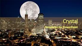  Presentation with urban - Amazing presentation theme having financial pyramid - full moon over an urban backdrop and a tawny brown colored foreground