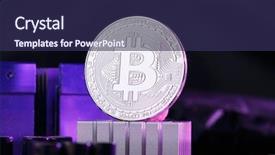  Presentation with processor - Audience pleasing theme consisting of financial pyramid - photo of virtual currency bitcoin backdrop and a navy blue colored foreground