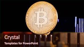  Presentation with processor - Beautiful presentation featuring financial pyramid - picture of virtual currency bitcoin backdrop and a wine colored foreground