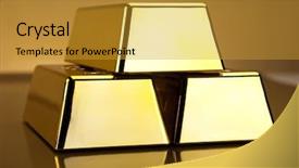  Presentation with stack - Colorful PPT theme enhanced with financial pyramid - stack of gold bar backdrop and a gold colored foreground