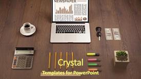  Presentation with business report - Presentation design with financial ratio analysis - business laptop with stock market background and a  colored foreground