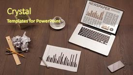  Presentation with business report - Presentation theme having financial ratio analysis - business laptop with stock market background and a  colored foreground