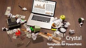  Presentation with financial market - Theme featuring financial ratio analysis - business laptop with stock market background and a  colored foreground