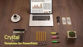  Presentation with business report - PPT theme consisting of financial ratio analysis - business laptop with stock market background and a  colored foreground