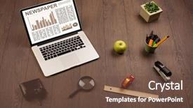  Presentation with business report - Presentation theme enhanced with financial ratio analysis - business laptop with stock market background and a  colored foreground