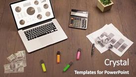  Presentation with financial analysis - Beautiful PPT theme featuring financial ratio analysis - pie chart graph icons backdrop and a  colored foreground