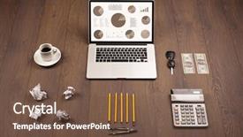  Presentation with pie chart - Audience pleasing PPT theme consisting of financial ratio analysis - pie chart graph icons backdrop and a  colored foreground