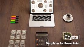  Presentation with pie chart - Colorful PPT layouts enhanced with financial ratio analysis - pie chart graph icons backdrop and a  colored foreground