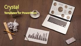  Presentation with pie chart - Slide set featuring financial ratio analysis - pie chart graph icons background and a tawny brown colored foreground
