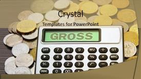  Presentation with gross domestic product - Slide deck having financial ratios - coins and silver calculator background and a coral colored foreground