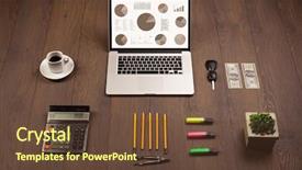  Presentation with pie chart - Presentation consisting of financial ratios - pie chart graph icons background and a tawny brown colored foreground