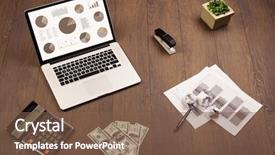  Presentation with pie chart - Cool new PPT theme with financial ratios - pie chart graph icons backdrop and a tawny brown colored foreground