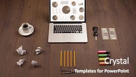  Presentation with pie chart - Presentation enhanced with financial ratios - pie chart graph icons background and a tawny brown colored foreground