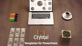  Presentation with pie chart - Presentation theme consisting of financial ratios - pie chart graph icons background and a tawny brown colored foreground