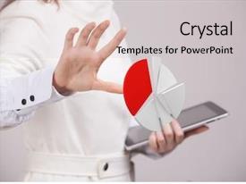 Financial Ratios Woman Shows A Pie Chart PPT template 67 | CrystalGraphics