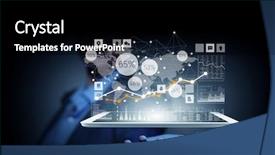  Presentation with media - PPT theme with financial report - new media technologies for business background and a black colored foreground