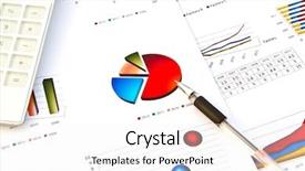  Presentation with pen - Slides consisting of financial report - pen and business graph background and a sky blue colored foreground