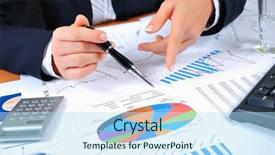  Presentation with workplace - PPT theme consisting of financial report - workplace businessman charts securities charts background and a light blue colored foreground