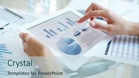  Presentation with financial report - Slide set having presenting data - financial report in touchpad background and a lemonade colored foreground