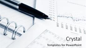  Presentation with financial reports - Presentation having financial reports background and a sky blue colored foreground