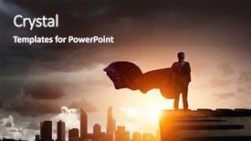  Presentation with super hero - Slides enhanced with financial rescue - strong and powerful as super background and a tawny brown colored foreground