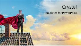  Presentation with super hero - Beautiful PPT theme featuring financial rescue - strong and powerful as super backdrop and a  colored foreground