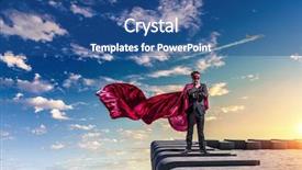  Presentation with super hero - Slide set featuring financial rescue - strong and powerful as super background and a  colored foreground