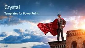  Presentation with super hero - PPT theme having financial rescue - strong and powerful as super background and a  colored foreground