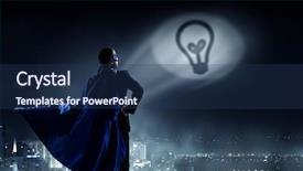  Presentation with super hero - Presentation design featuring financial rescue - strong and powerful as super background and a ocean colored foreground