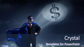  Presentation with super hero - Slide deck enhanced with financial rescue - strong and powerful as super background and a ocean colored foreground