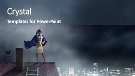  Presentation with super hero - PPT layouts consisting of financial rescue - strong and powerful as super background and a  colored foreground