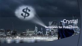  Presentation with super hero - Slides having financial rescue - strong and powerful as super background and a ocean colored foreground