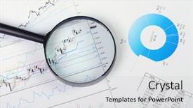  Presentation with business review - Colorful slide deck enhanced with financial review - charts and graphs of sales backdrop and a light gray colored foreground