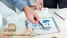  Presentation with human - Amazing slide deck having financial review - image of human hand pointing backdrop and a lemonade colored foreground