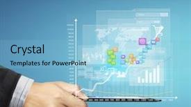  Presentation with touch screen - Presentation consisting of financial review - touch screen touch- tablet background and a light blue colored foreground