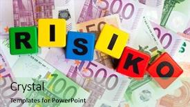  Presentation with european currency - Audience pleasing slide deck consisting of financial risk concept german word backdrop and a mint green colored foreground