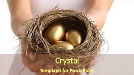  Presentation with security - Colorful slide deck enhanced with financial security - hands holding nest with golden backdrop and a tawny brown colored foreground