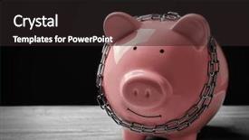 Presentation with chains - Beautiful PPT layouts featuring financial security - piggy bank and chains backdrop and a dark gray colored foreground