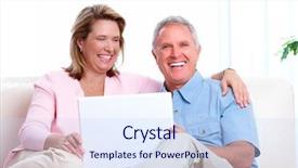  Presentation with senior smart home - Cool new PPT theme with financial security - senior couple looking information backdrop and a sky blue colored foreground