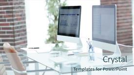  Presentation with computers - Theme enhanced with the screens of personal background and a sky blue colored foreground