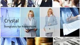  Presentation with collage - Colorful PPT theme enhanced with case conceptualization - conceptual business collage with busnesswomen backdrop and a light blue colored foreground